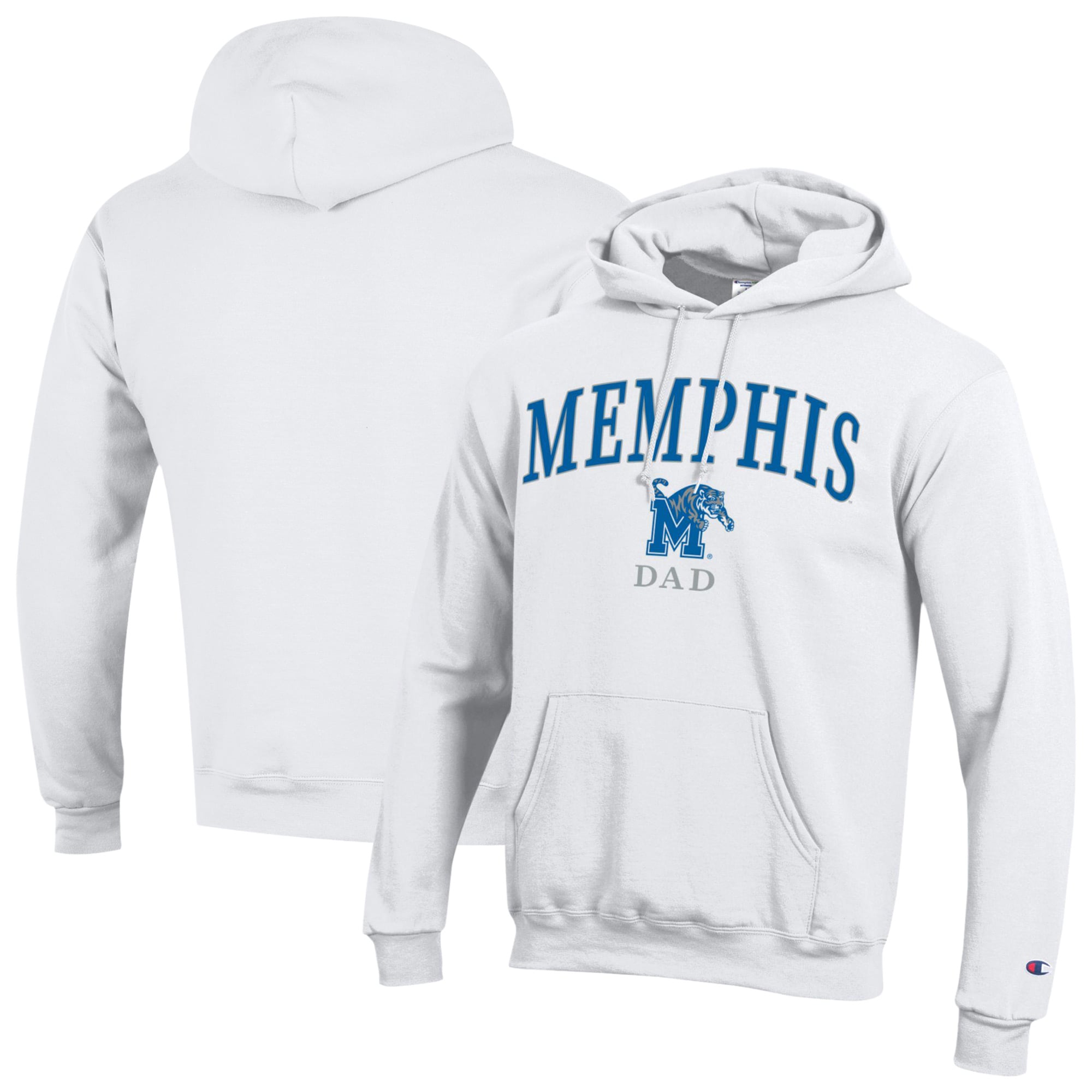 Men's Champion  White Memphis Tigers Arch Dad Eco Powerblend Hoodie