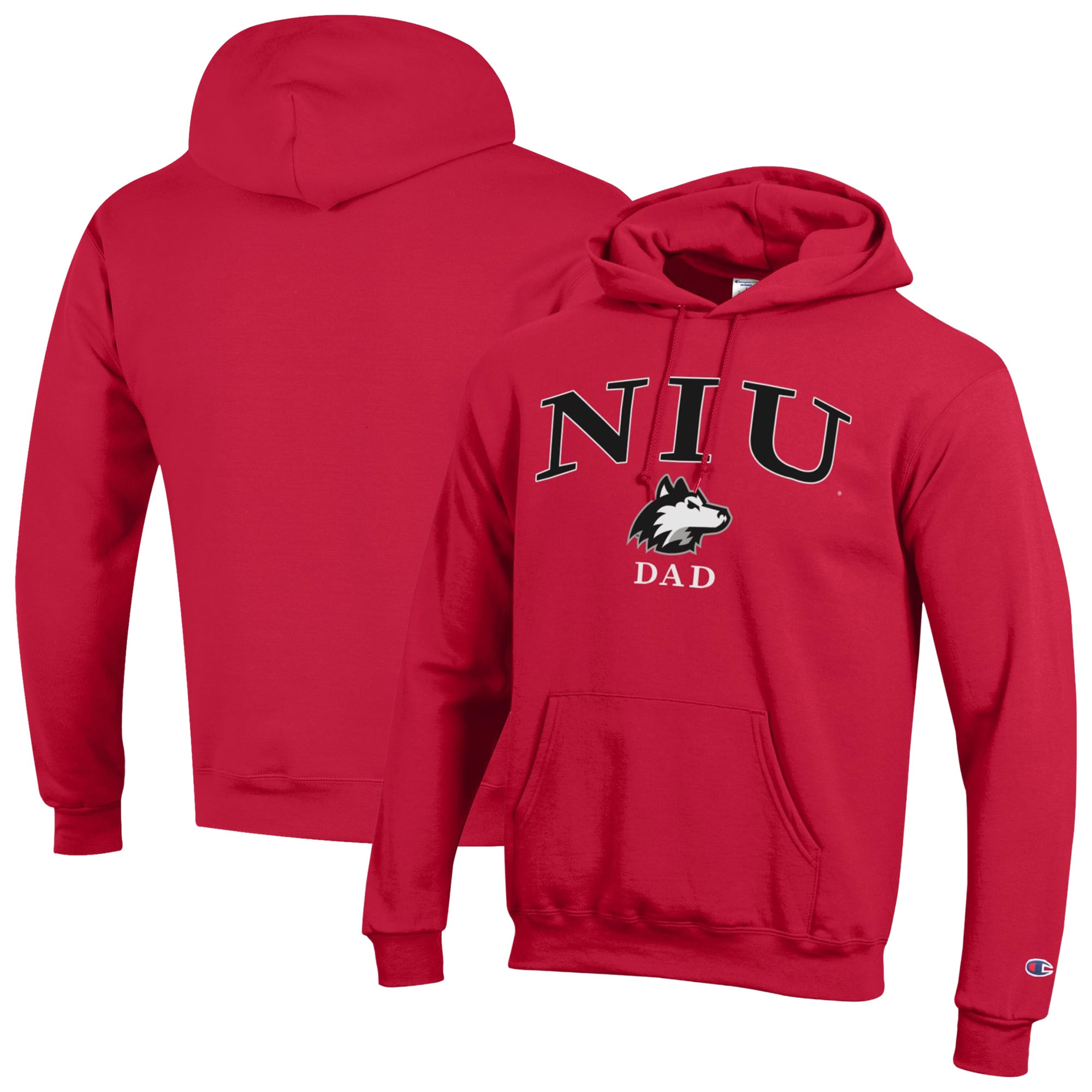 Men's Champion  Red Northern Illinois Huskies Arch Dad Eco Powerblend Hoodie