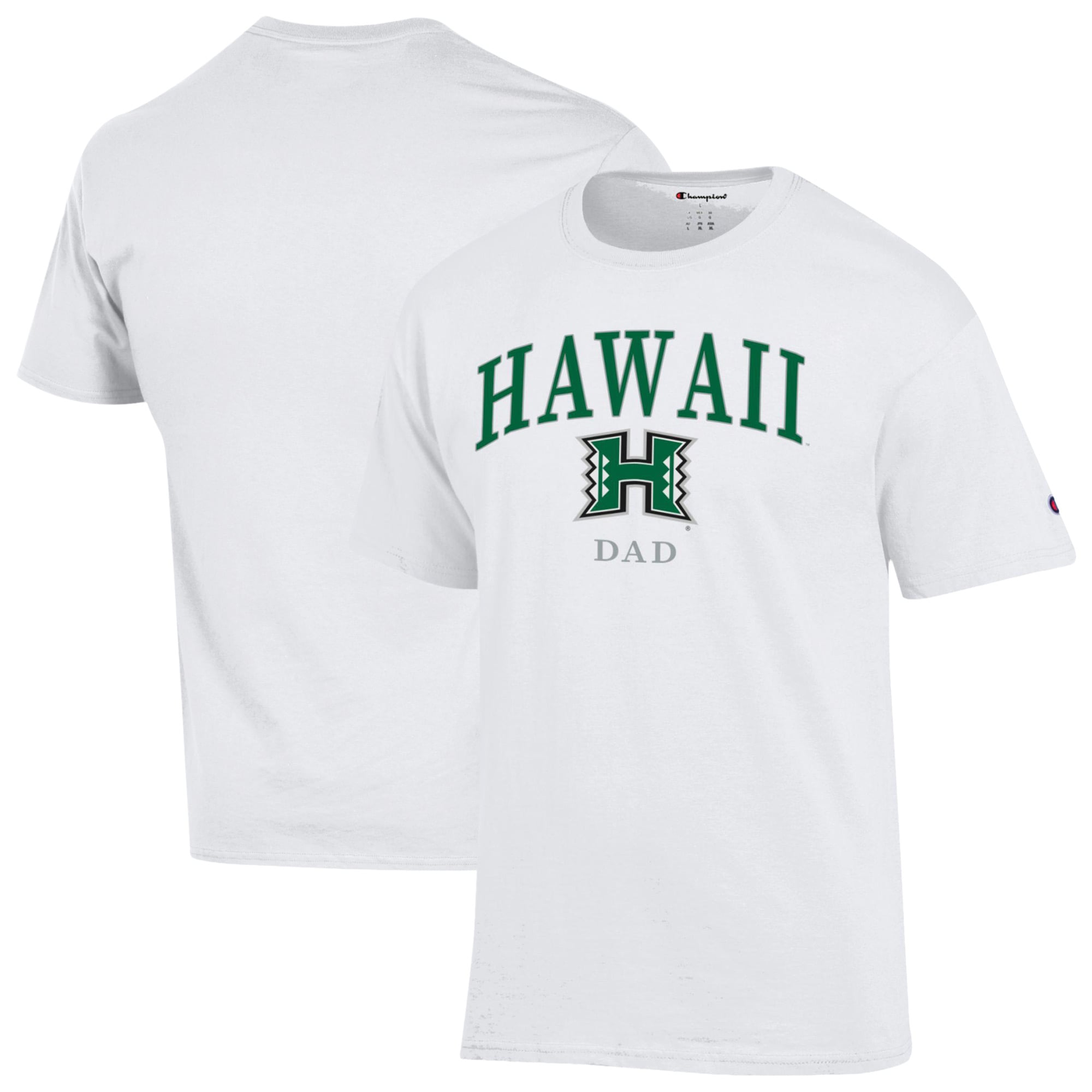 Men's Champion  White Hawaii Rainbow Warriors Arch Dad Jersey T-Shirt