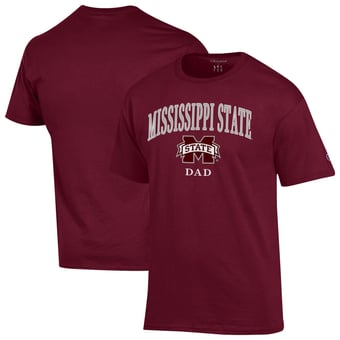 Men's Champion  Maroon Mississippi State Bulldogs Arch Dad Jersey T-Shirt