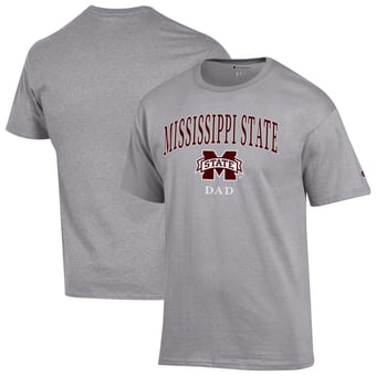 Men's Champion  Gray Mississippi State Bulldogs Arch Dad Jersey T-Shirt