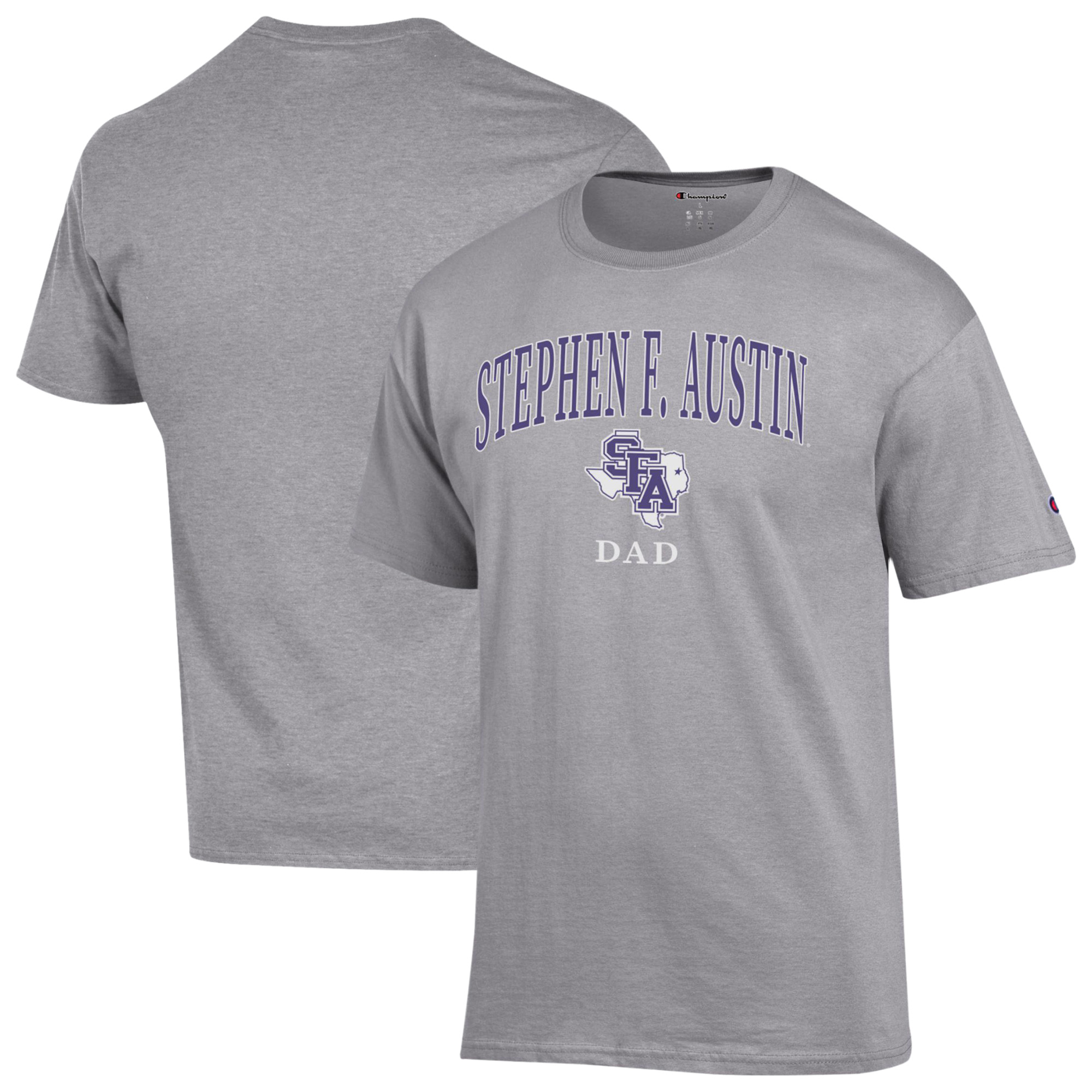 Men’s Champion Gray Stephen F Austin Lumberjacks Arch Dad Jersey T-Shirt Men’s Champion Gray Stephen F Austin Lumberjacks Arch Dad Jersey T-Shirt