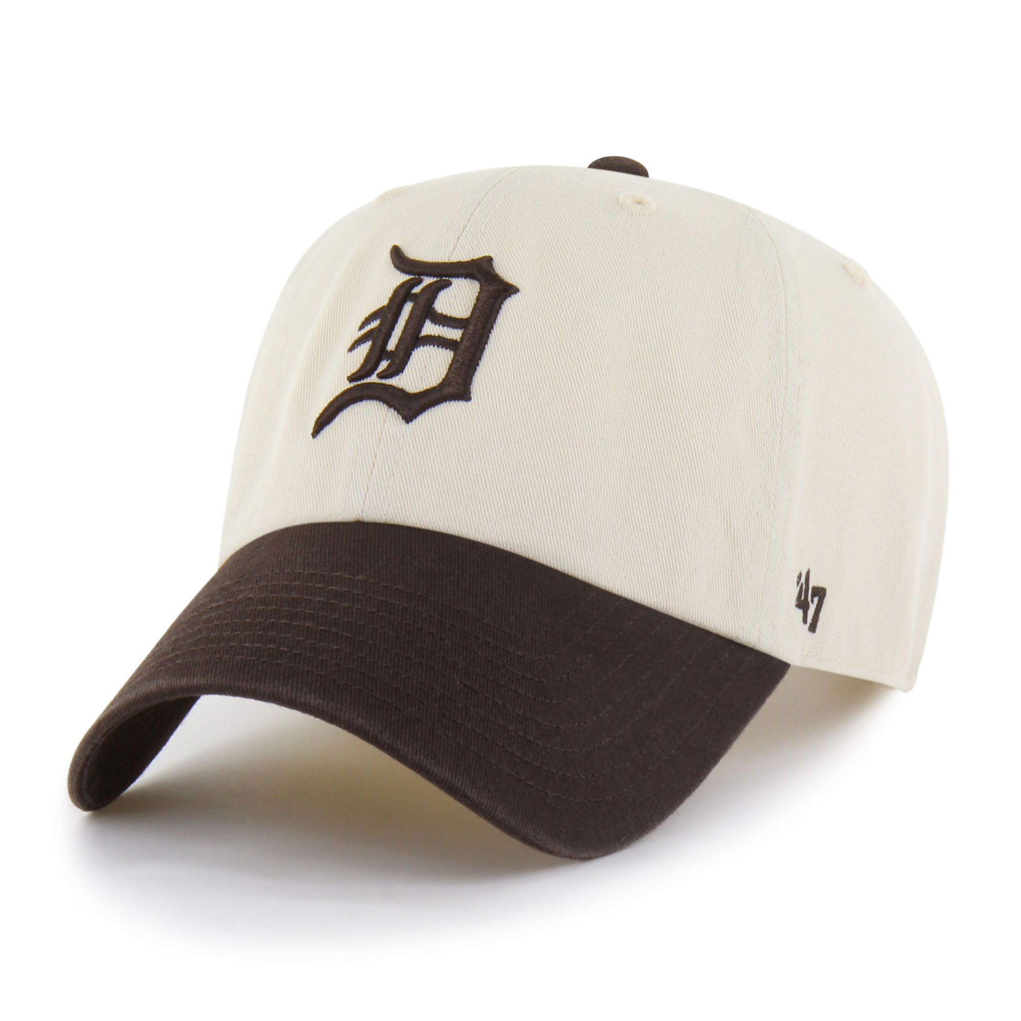 Unisex '47  Natural/Brown Detroit Tigers Two-Tone Fashion Clean Up Adjustable Hat