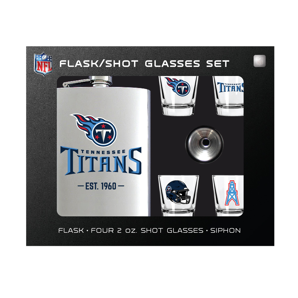 MOJO  Tennessee Titans Shot Glass & Flask Gift Set