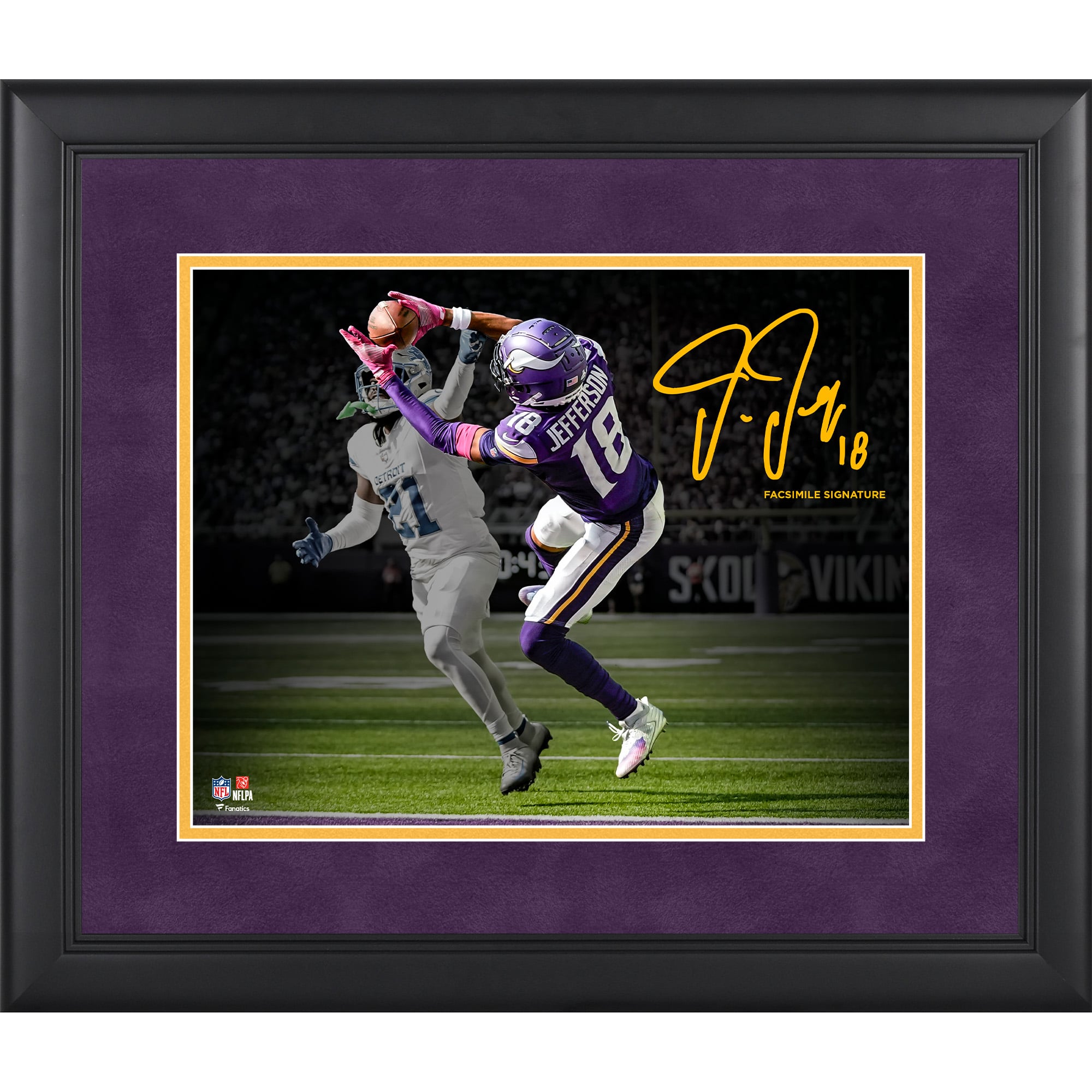 Justin Jefferson Minnesota Vikings Facsimile Signature Framed 11" x 14" Spotlight Photograph