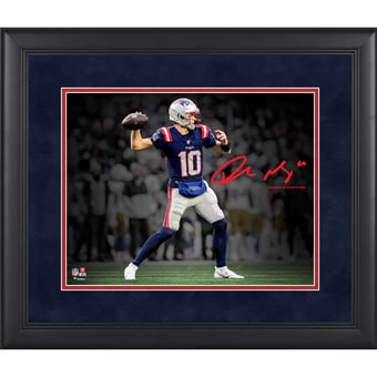 Drake Maye New England Patriots Facsimile Signature Framed 11" x 14" Spotlight Photograph