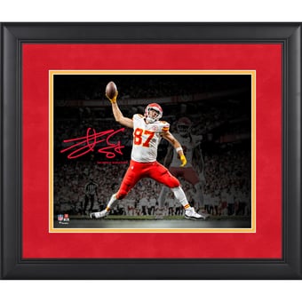 Travis Kelce Kansas City Chiefs Facsimile Signature Framed 11" x 14" Spotlight Photograph