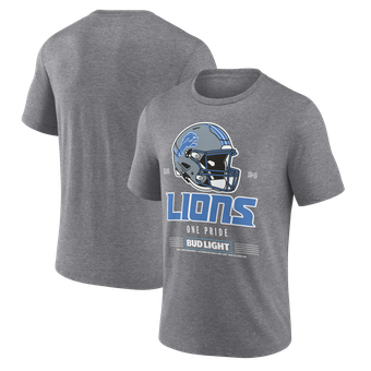 Men's Heather Gray Detroit Lions Bud Light Tri-Blend T-Shirt