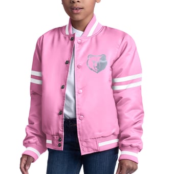 Girls Youth Starter  Pink Memphis Grizzlies Fashion Script Full-Snap Varsity Jacket