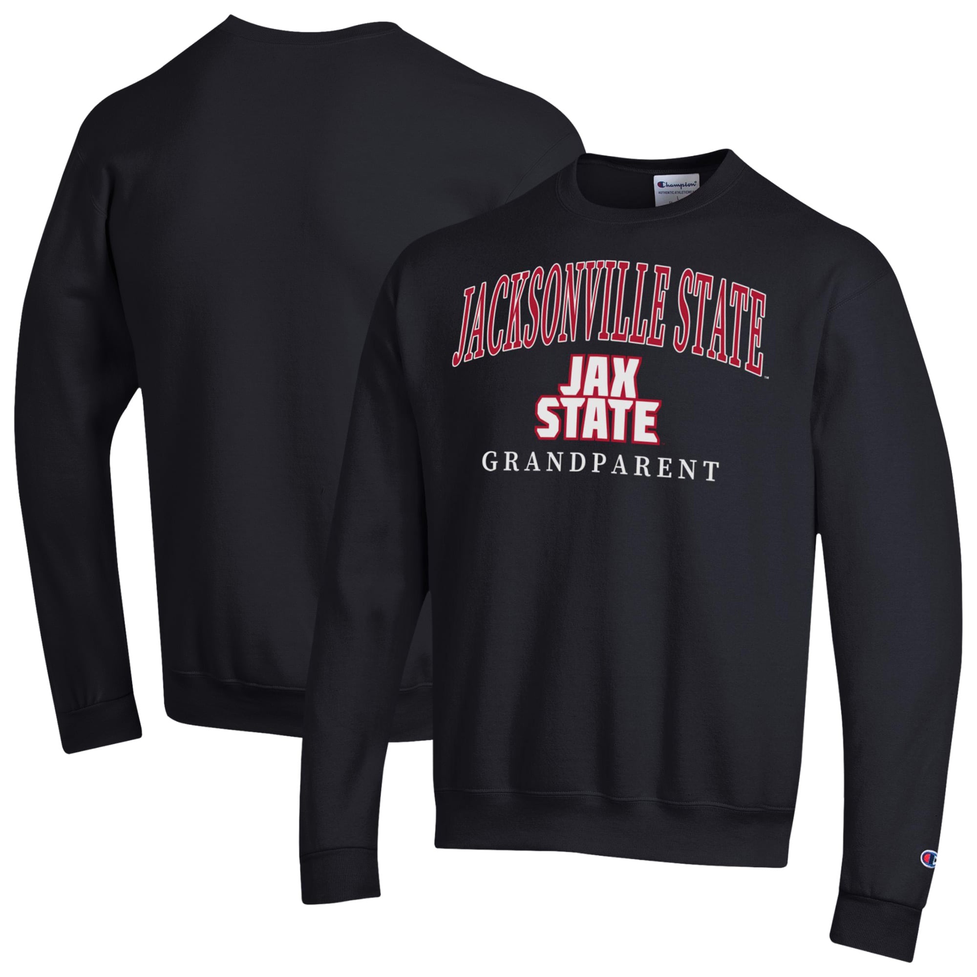 Unisex Champion  Black Jacksonville State Gamecocks Arch Grandparent Eco Powerblend Sweatshirt