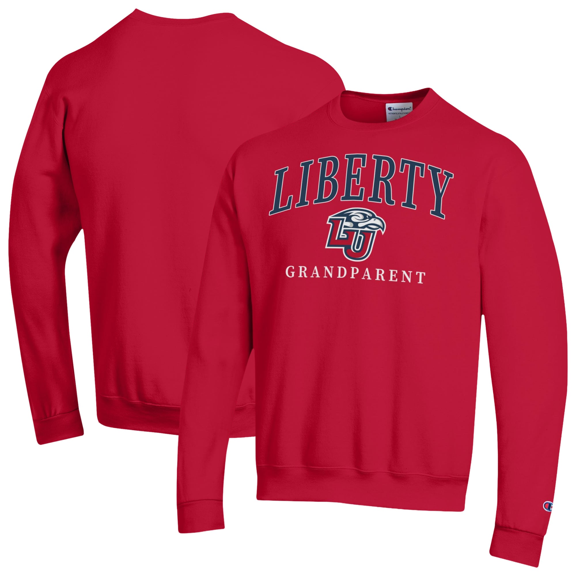 Unisex Champion  Red Liberty Flames Arch Grandparent Eco Powerblend Sweatshirt
