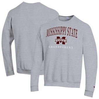 Unisex Champion  Gray Mississippi State Bulldogs Arch Grandparent Eco Powerblend Sweatshirt