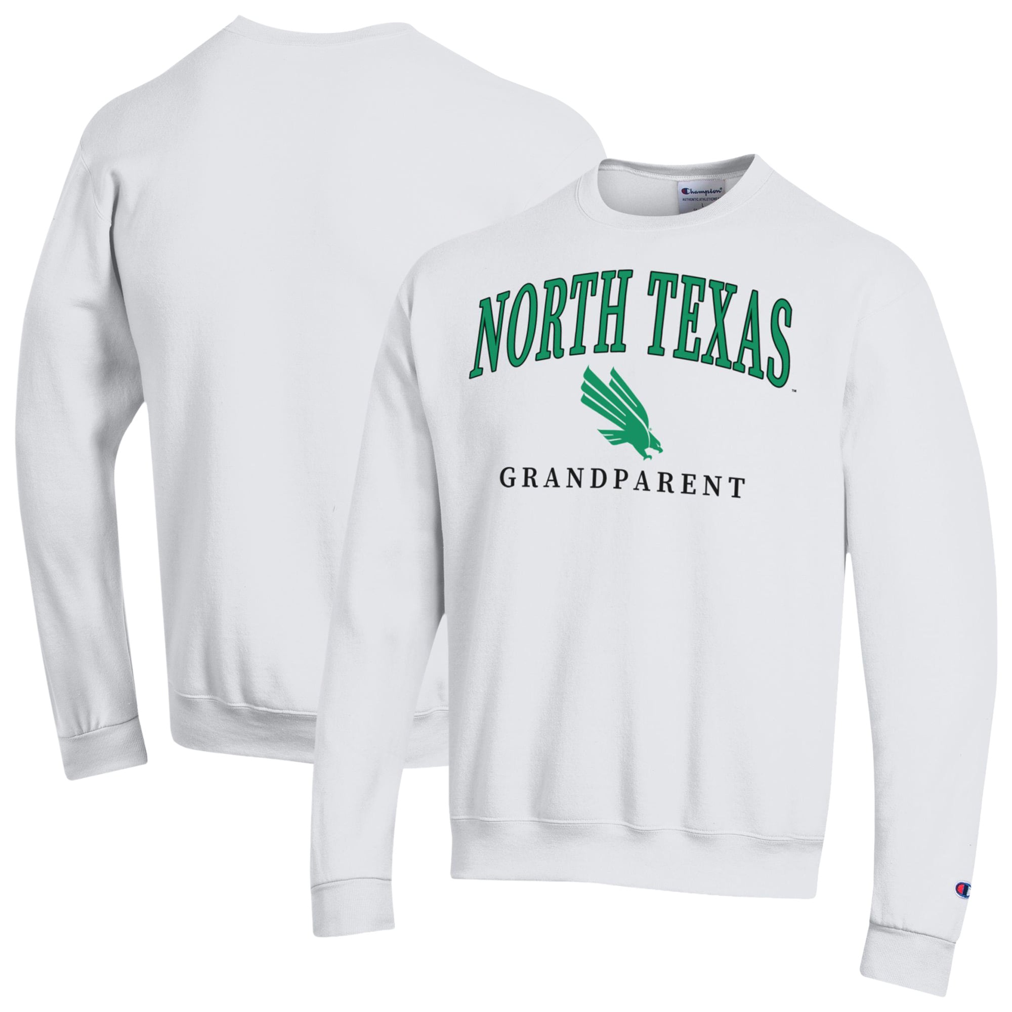 Unisex Champion  White North Texas Mean Green Arch Grandparent Eco Powerblend Sweatshirt