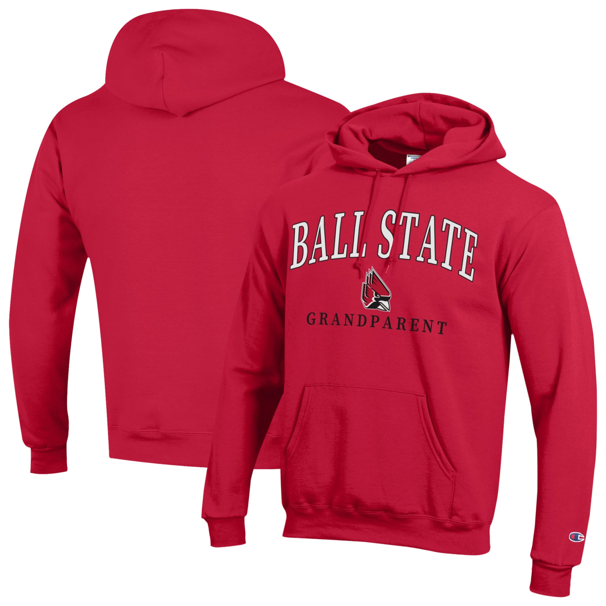 Unisex Champion  Red Ball State Cardinals Arch Grandparent Eco Powerblend Fleece Hoodie