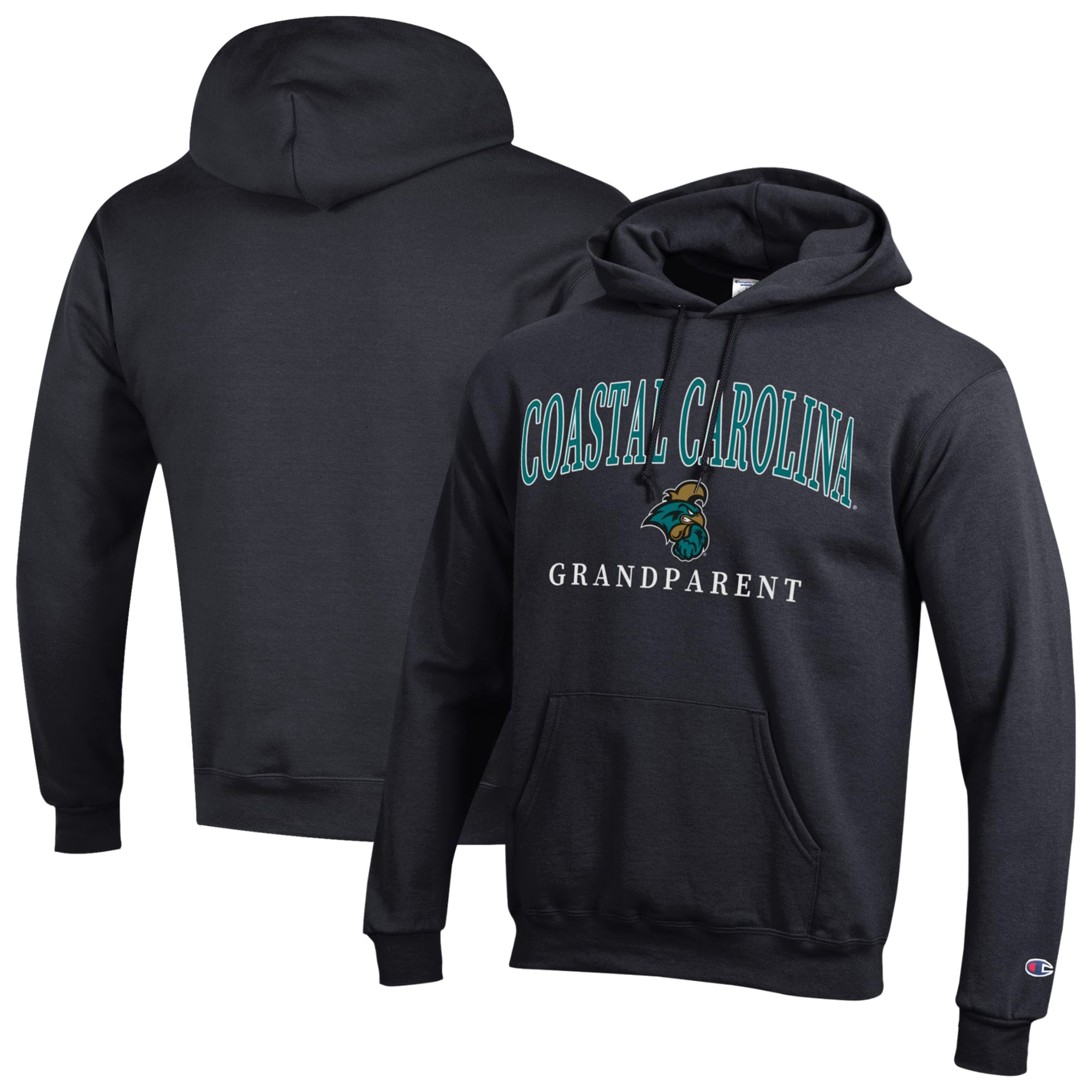 Unisex Champion  Black Coastal Carolina Chanticleers Arch Grandparent Eco Powerblend Fleece Hoodie