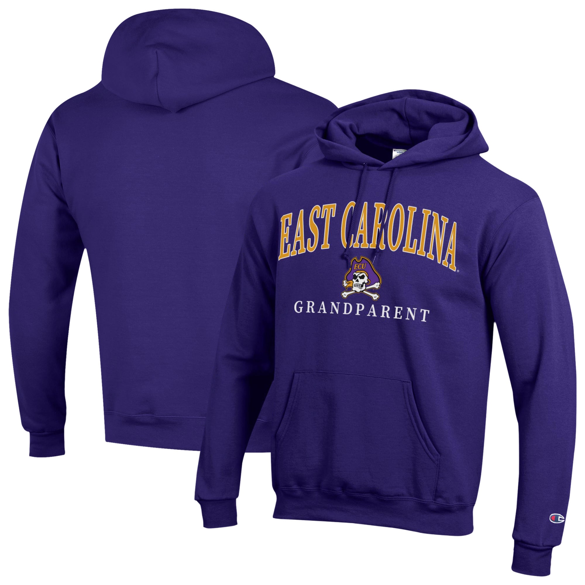 Unisex Champion  Purple ECU Pirates Arch Grandparent Eco Powerblend Fleece Hoodie