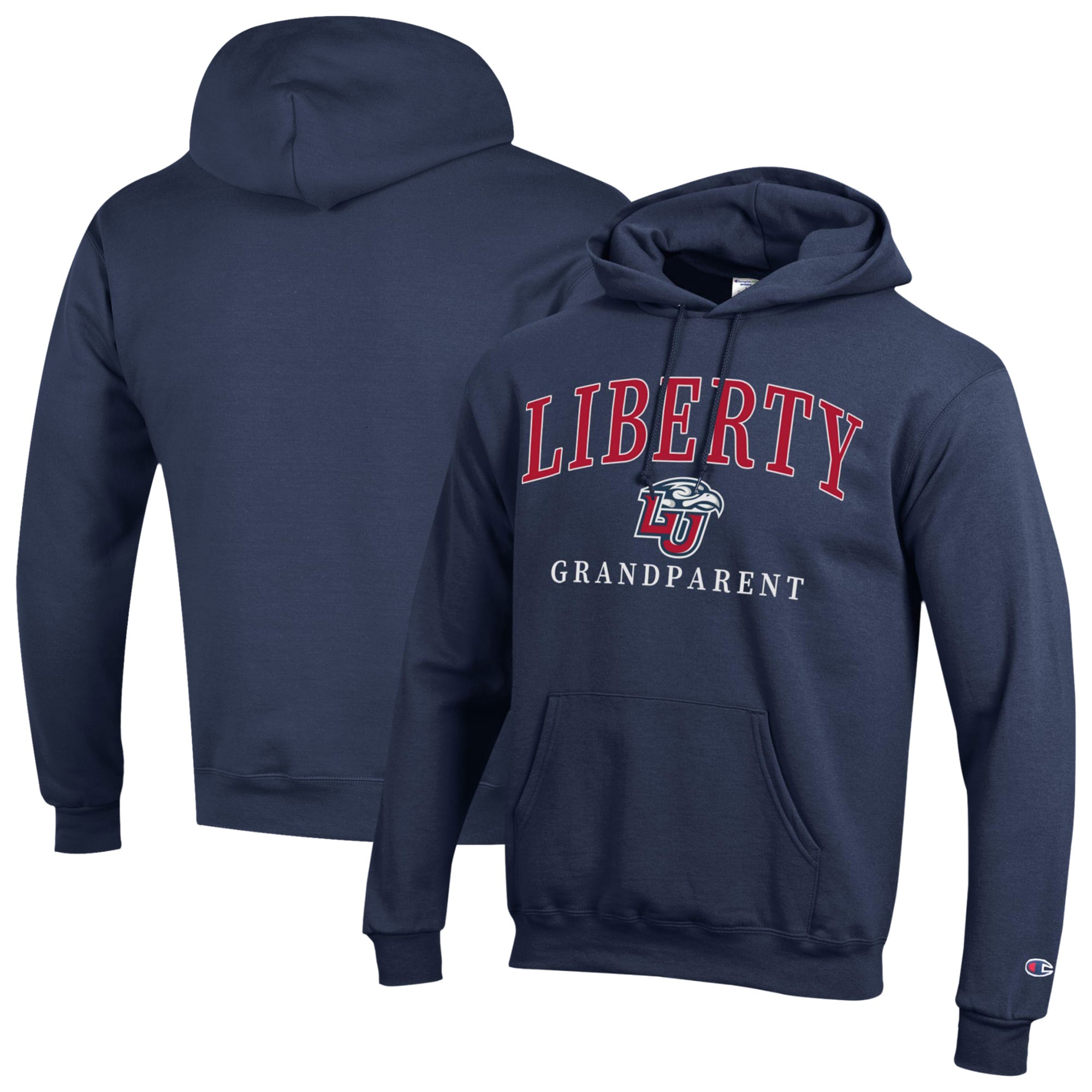 Unisex Champion  Navy Liberty Flames Arch Grandparent Eco Powerblend Fleece Hoodie
