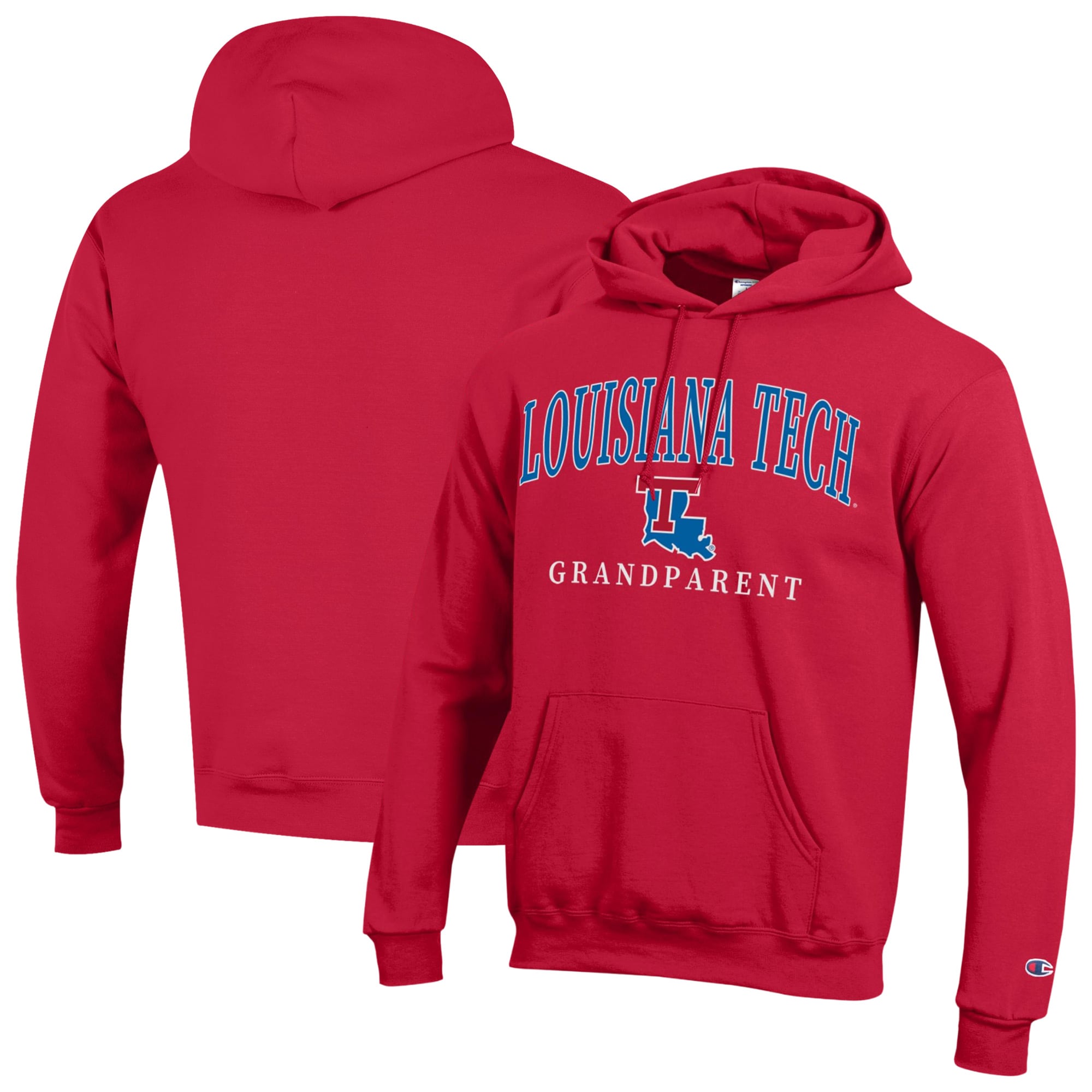 Unisex Champion  Red Louisiana Tech Bulldogs Arch Grandparent Eco Powerblend Fleece Hoodie