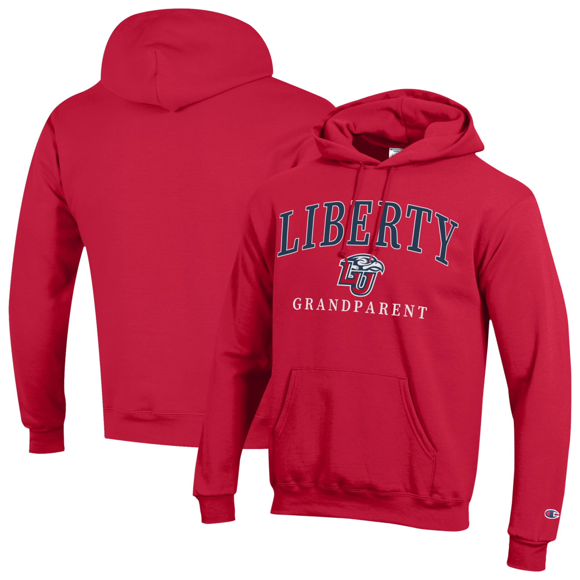 Unisex Champion  Red Liberty Flames Arch Grandparent Eco Powerblend Fleece Hoodie