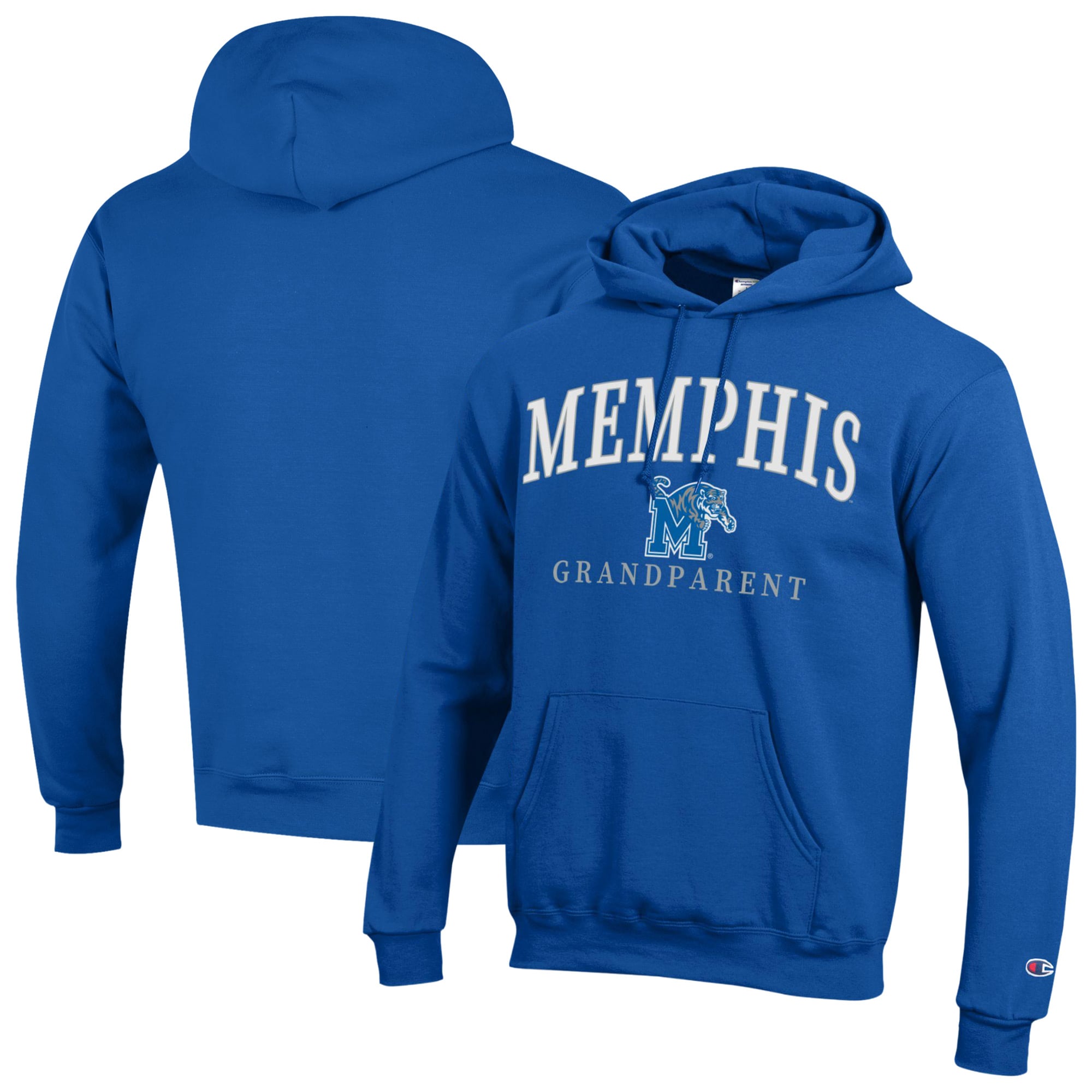 Unisex Champion  Blue Memphis Tigers Arch Grandparent Eco Powerblend Fleece Hoodie