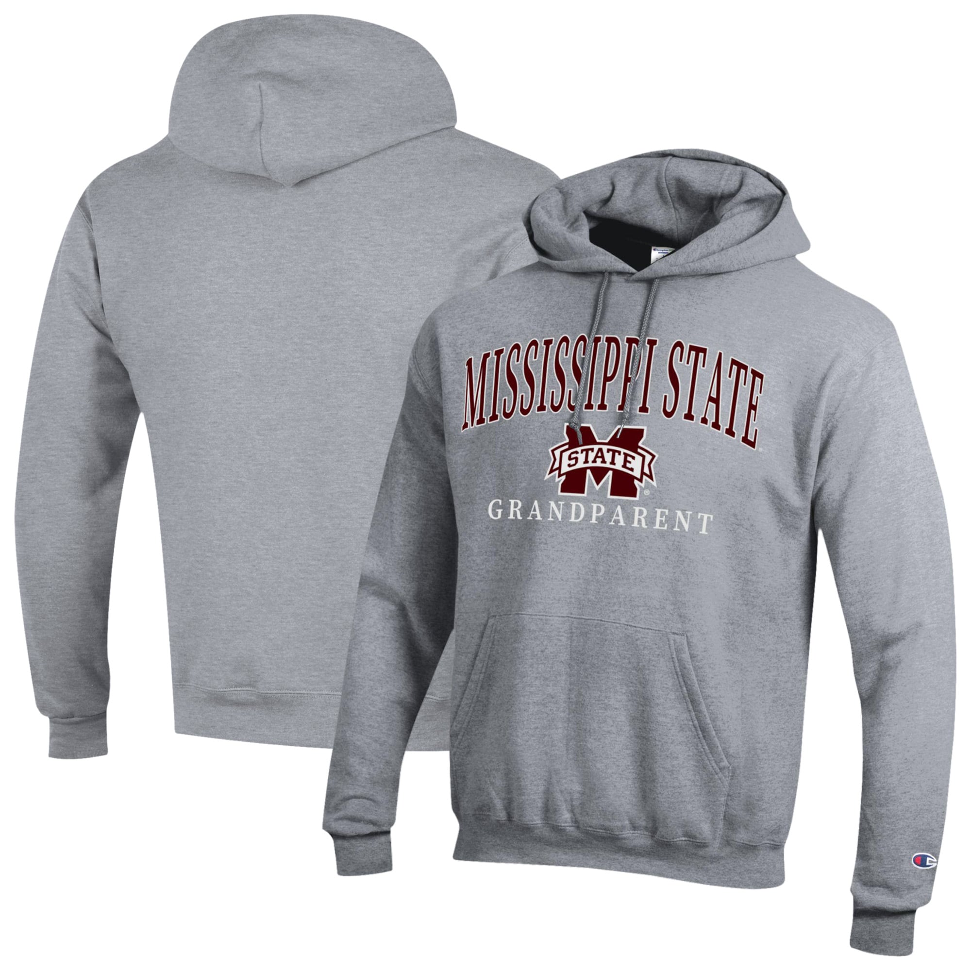 Unisex Champion  Gray Mississippi State Bulldogs Arch Grandparent Eco Powerblend Fleece Hoodie