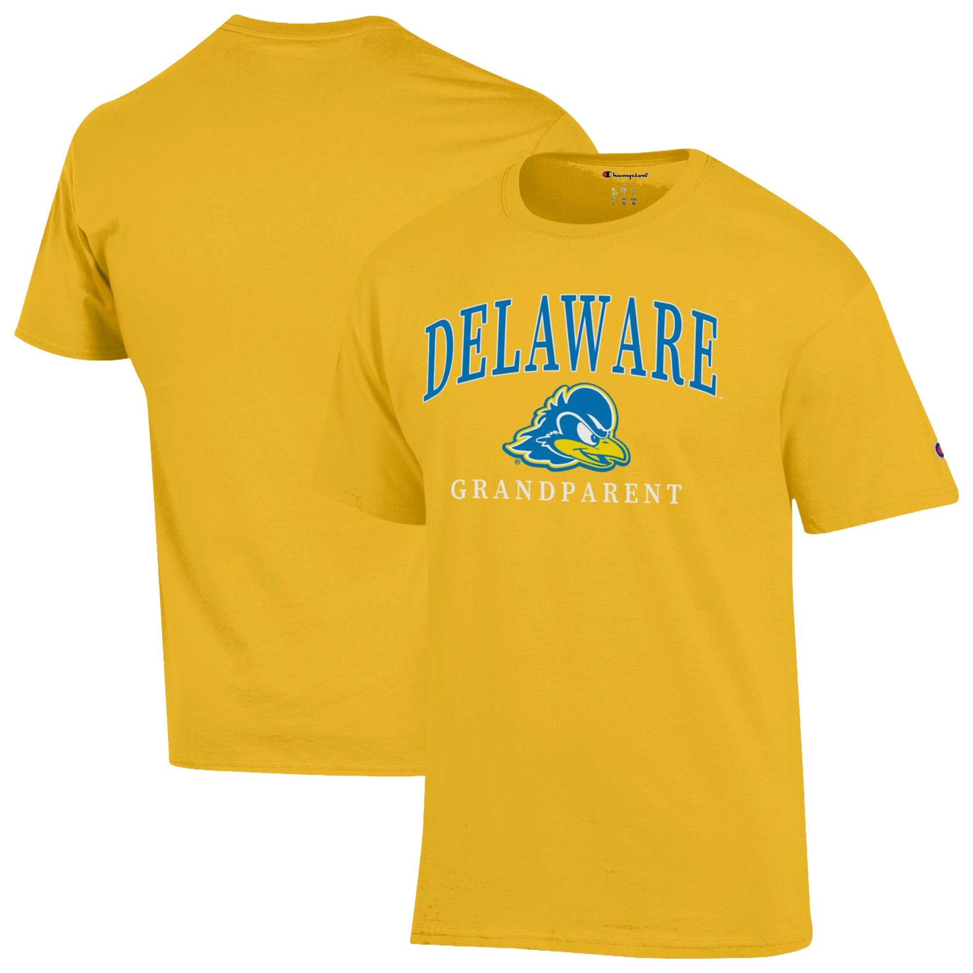Unisex Champion  Gold Delaware Fightin' Blue Hens Arch Grandparent Jersey T-Shirt