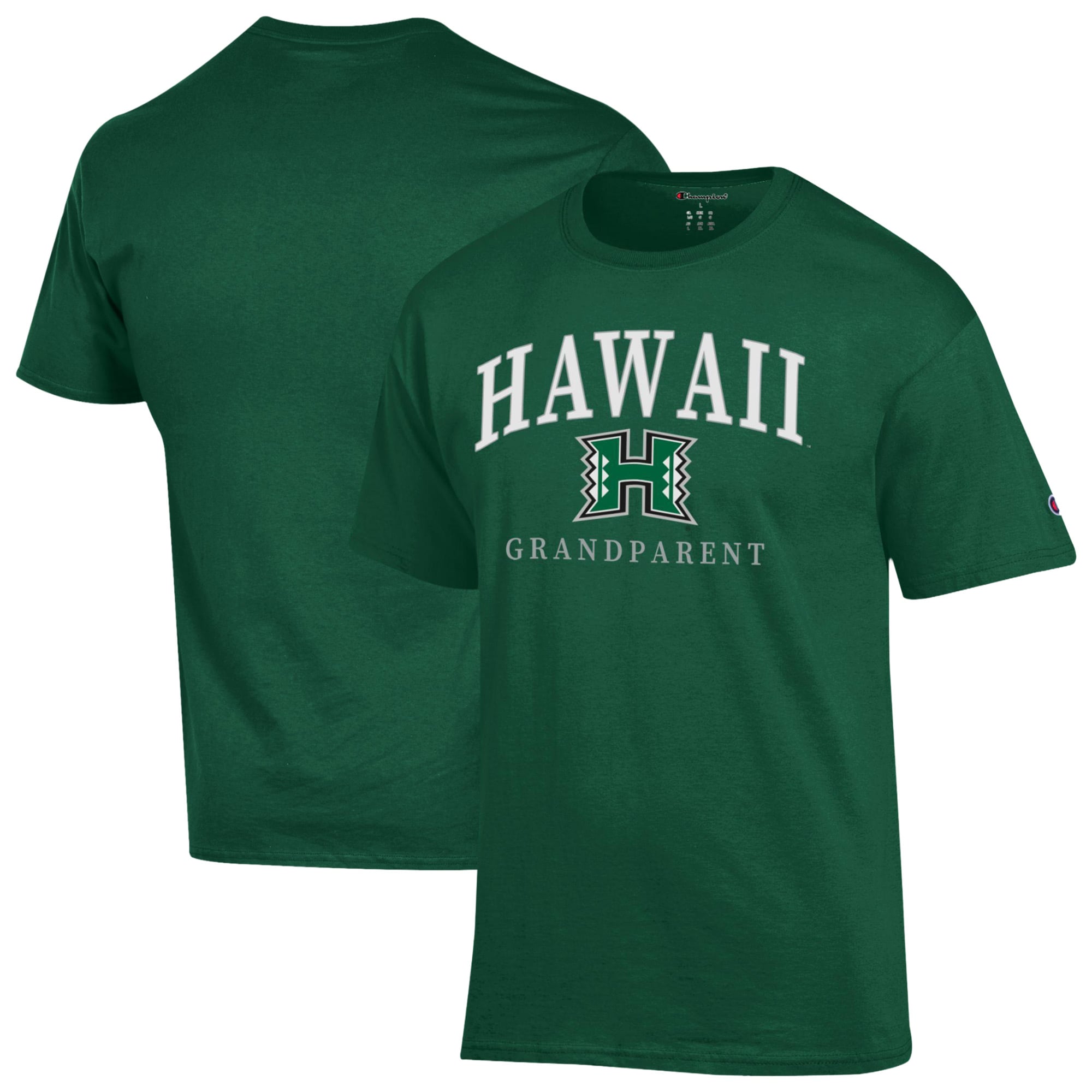 Unisex Champion  Green Hawaii Rainbow Warriors Arch Grandparent Jersey T-Shirt