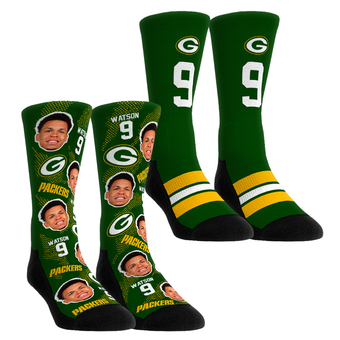 Unisex Rock Em Christian Watson Green Bay Packers Player Football Guy Two-Pack Crew Sock Set