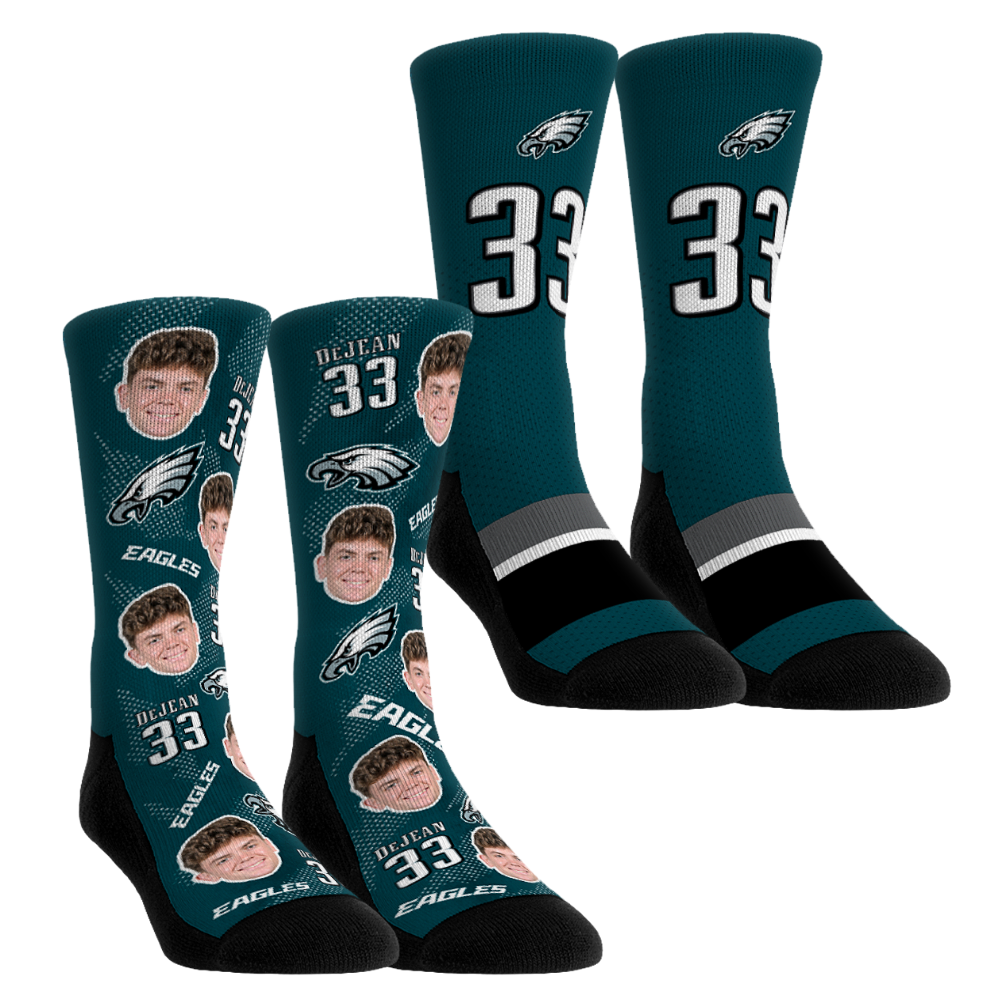 Unisex Rock Em Cooper DeJean Philadelphia Eagles Player Football Guy Two-Pack Crew Sock Set
