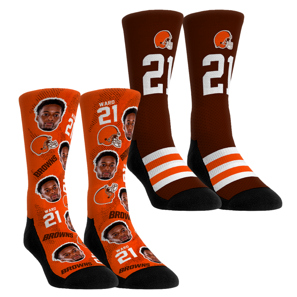 Unisex Rock Em Denzel Ward Cleveland Browns Player Football Guy Two-Pack Crew Sock Set
