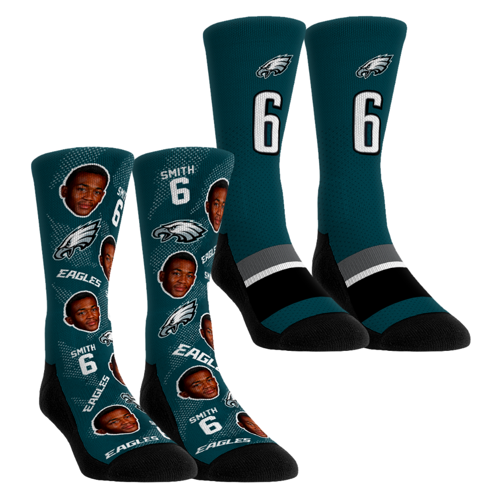 Unisex Rock Em DeVonta Smith Philadelphia Eagles Player Football Guy Two-Pack Crew Sock Set