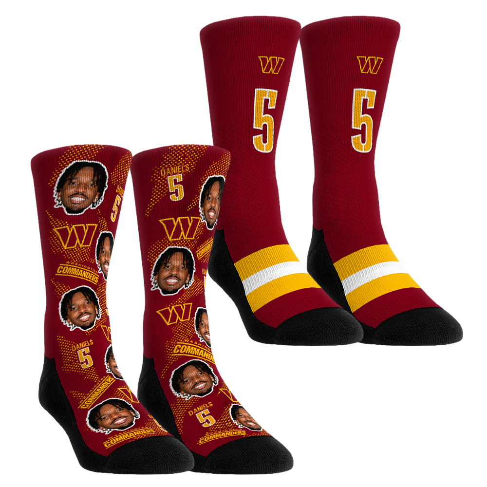 Unisex Rock Em Jayden Daniels Washington Commanders Player Football Guy Two-Pack Crew Sock Set