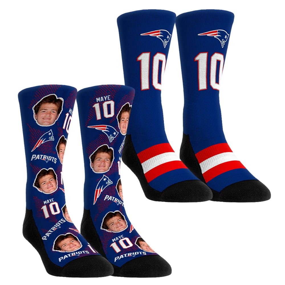 Unisex Rock Em Socks Drake Maye New England Patriots Player Football Guy Two-Pack Crew Sock Set Unisex Rock Em Socks Drake Maye New England Patriots Player Football Guy Two-Pack Crew Sock Set