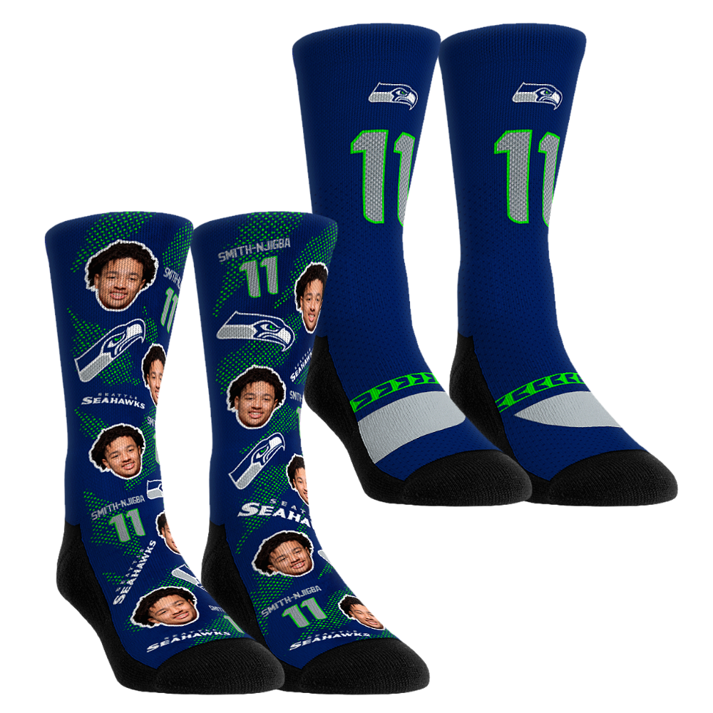 Unisex Rock Em Jaxon Smith-Njigba Seattle Seahawks Player Football Guy Two-Pack Crew Sock Set