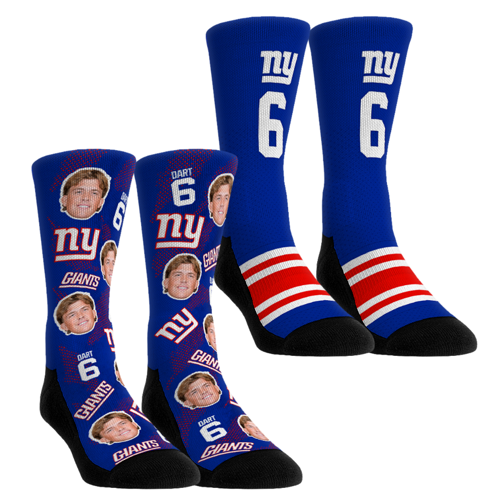 Unisex Rock Em Jaxson Dart New York Giants Player Football Guy Two-Pack Crew Sock Set