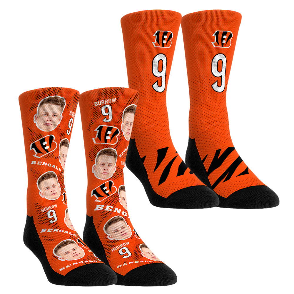 Unisex Rock Em Joe Burrow Cincinnati Bengals Player Football Guy Two-Pack Crew Sock Set