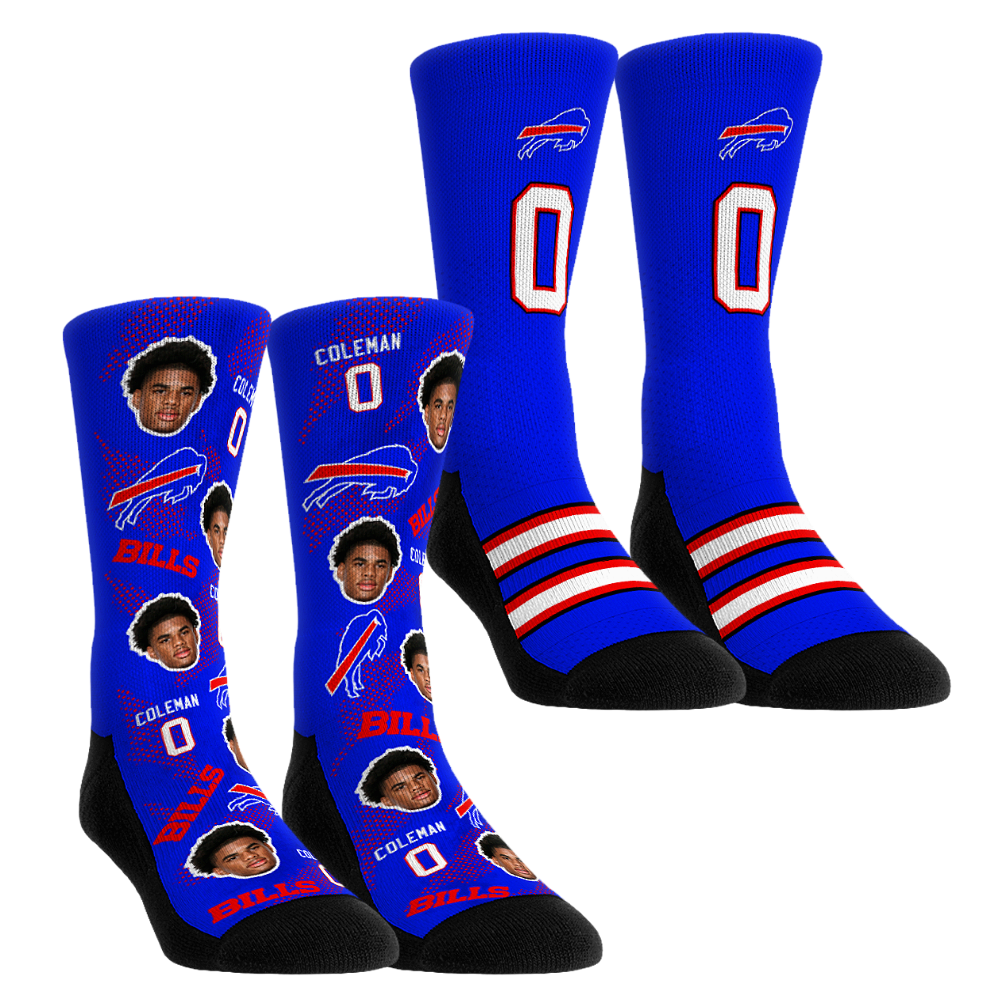 Unisex Rock Em Keon Coleman Buffalo Bills Player Football Guy Two-Pack Crew Sock Set