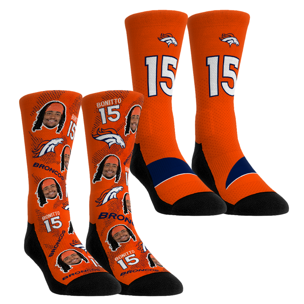 Unisex Rock Em Nik Bonitto Denver Broncos Player Football Guy Two-Pack Crew Sock Set