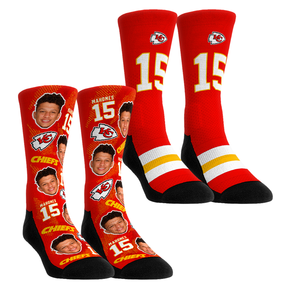 Unisex Rock Em Patrick Mahomes Kansas City Chiefs Player Football Guy Two-Pack Crew Sock Set