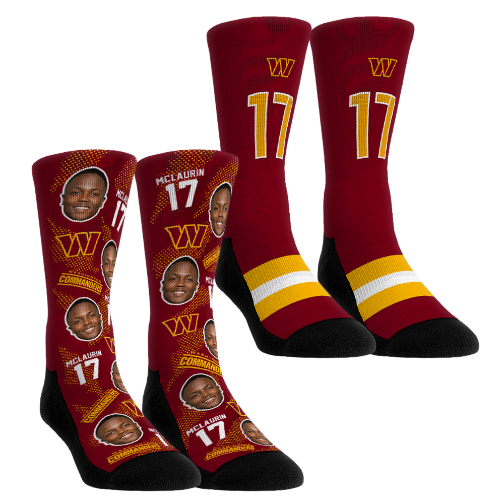 Unisex Rock Em Terry McLaurin Washington Commanders Player Football Guy Two-Pack Crew Sock Set