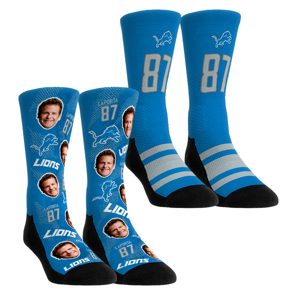 Unisex Rock Em Sam LaPorta Detroit Lions Player Football Guy Two-Pack Crew Sock Set