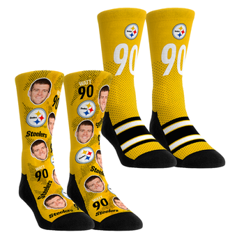 Unisex Rock Em Socks T.J. Watt Pittsburgh Steelers Player Football Guy Two-Pack Crew Sock Set