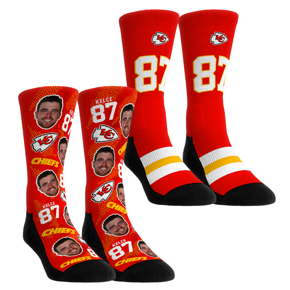 Unisex Rock Em Travis Kelce Kansas City Chiefs Player Football Guy Two-Pack Crew Sock Set
