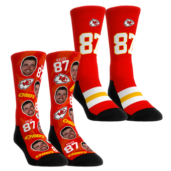Unisex Rock Em Travis Kelce Kansas City Chiefs Player Football Guy Two-Pack Crew Sock Set