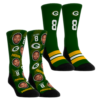 Unisex Rock Em Josh Jacobs Green Bay Packers Player Football Guy Two-Pack Crew Sock Set