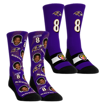 Youth Rock Em Lamar Jackson Baltimore Ravens Player Football Guy Two-Pack Crew Sock Set
