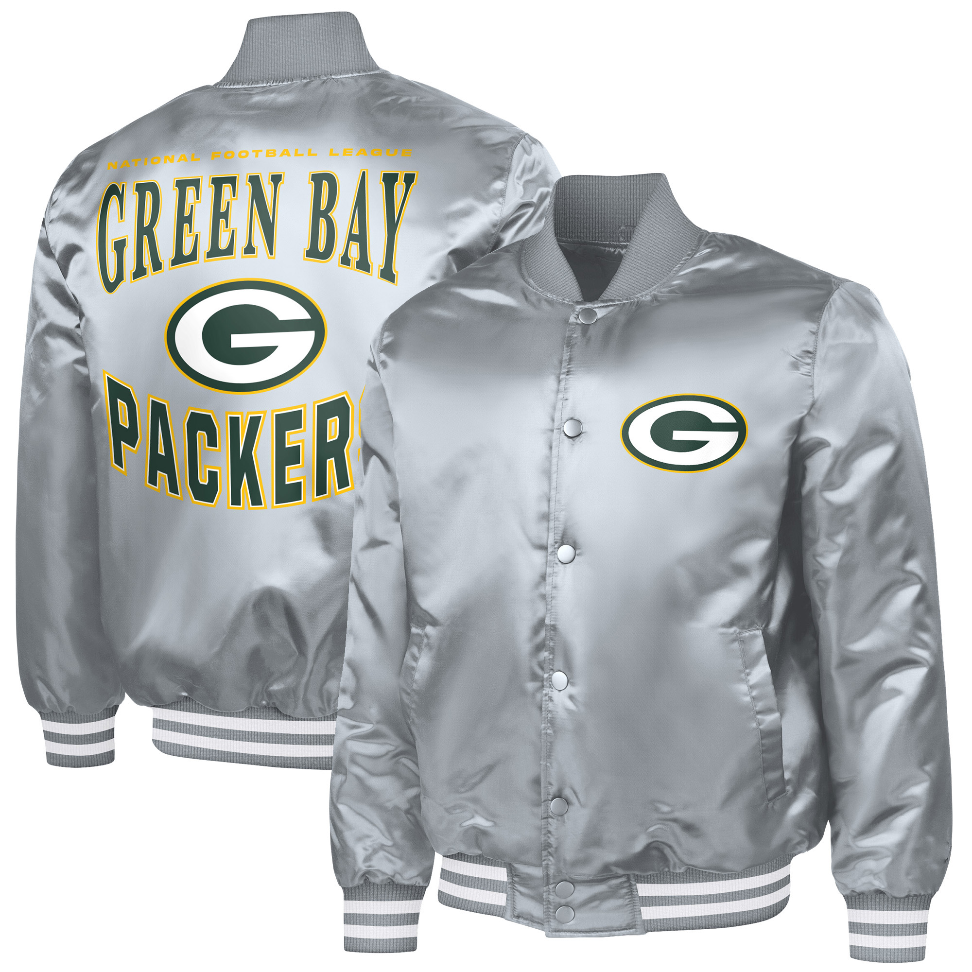 Men's G-III Sports by Carl Banks Gray Green Bay Packers Adaptive Full-Snap Varsity Jacket