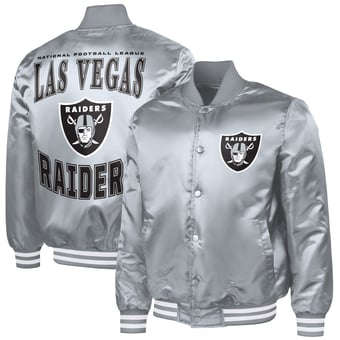 Men's G-III Sports by Carl Banks  Gray Las Vegas Raiders Adaptive Full-Snap Varsity Jacket