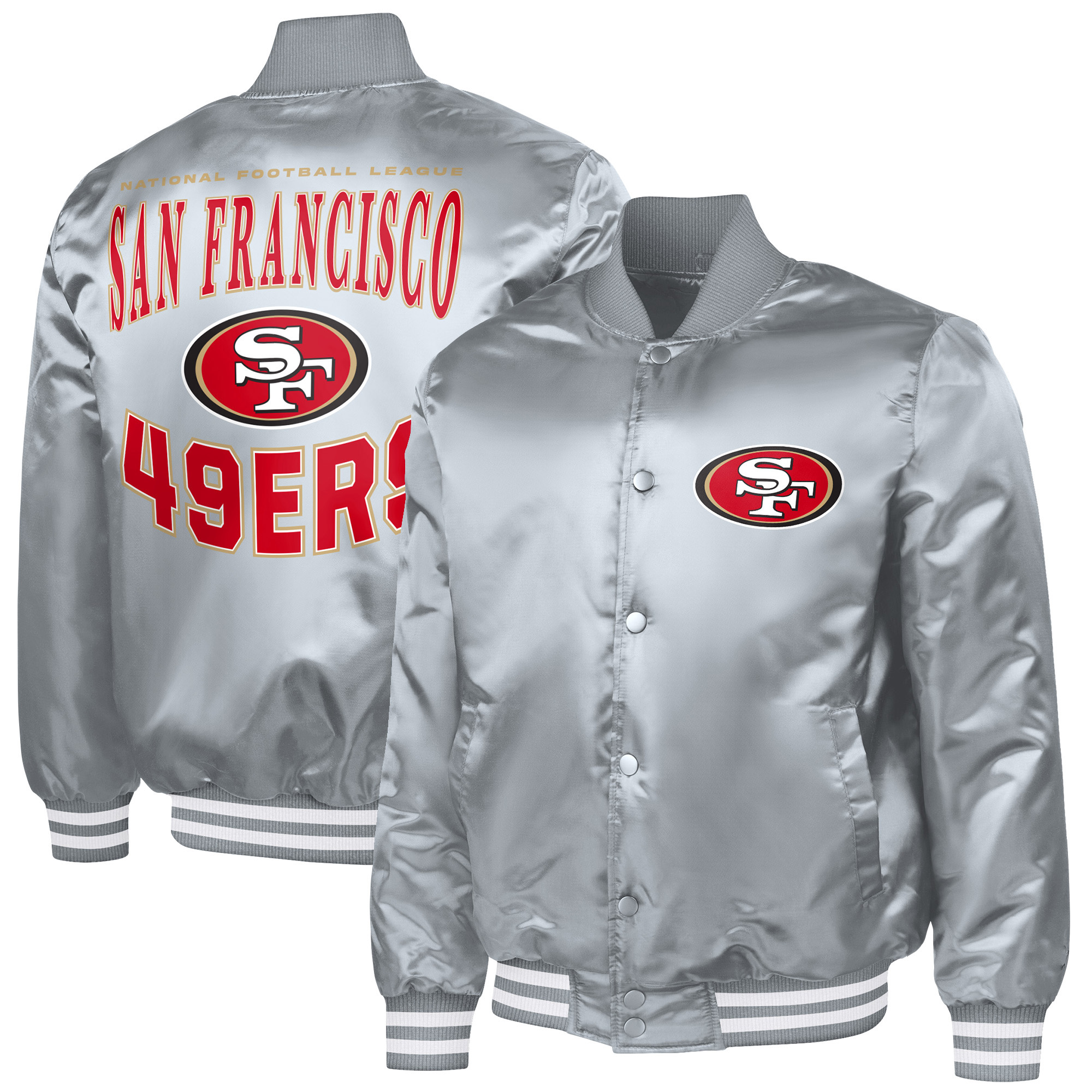 Men's G-III Sports by Carl Banks Gray San Francisco 49ers Adaptive Full-Snap Varsity Jacket