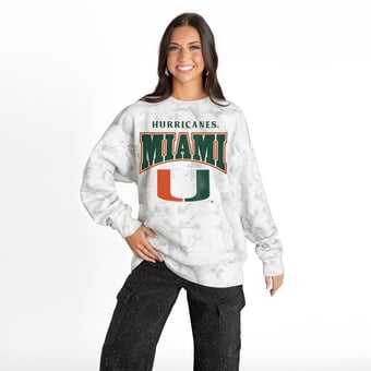 Women's Gameday Couture  Ash Miami Hurricanes Rally Ready Premium Fleece Camo Sweatshirt